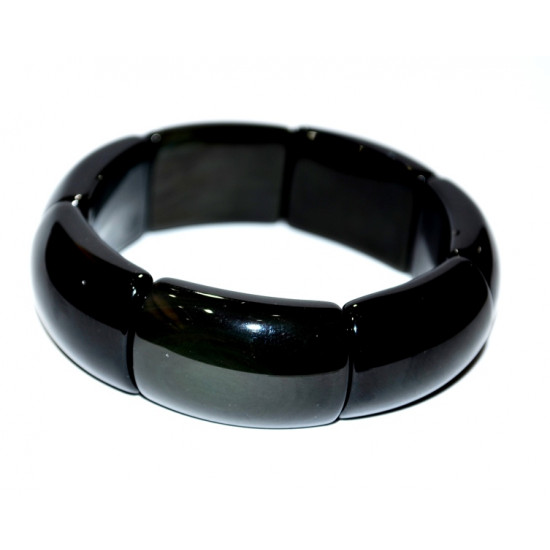Long Rectangular Rainbow Obsidian Bracelet