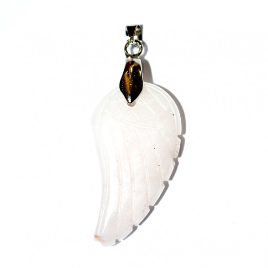 rose quartz angel wings pendant