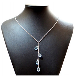 silver blue topaz drop necklace