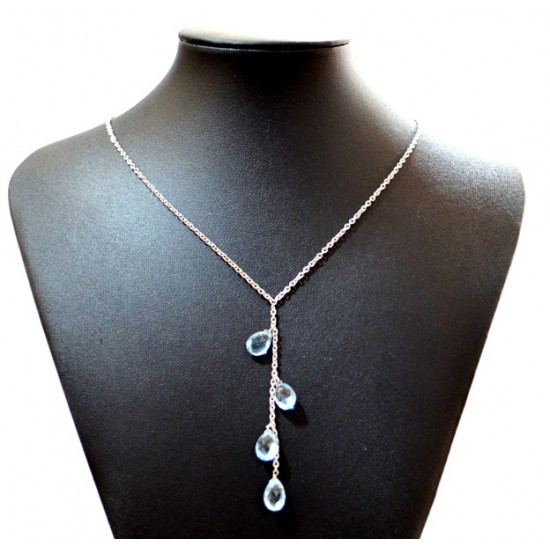 silver blue topaz drop necklace