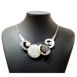black and white opera necklace