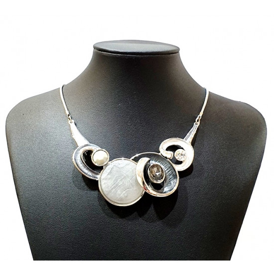 black and white opera necklace