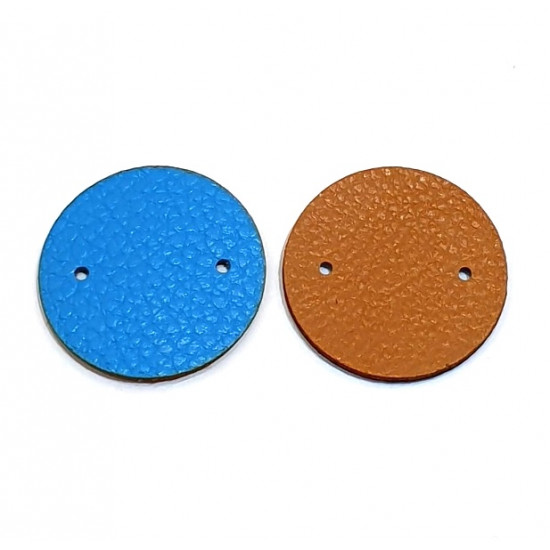 leather piece for earrings blue / brown