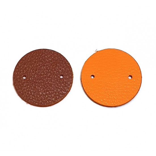 leather piece for earrings brown / orange