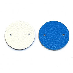 Leather piece for earrings white / blue