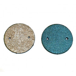 leather piece for earrings bronze / green