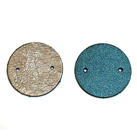 leather piece for earrings bronze / green