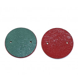Leather piece for earrings emerald-green / red
