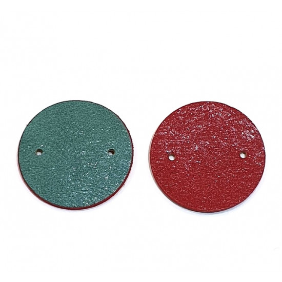 Leather piece for earrings emerald-green / red