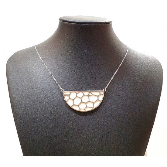 Collier argenté cuir interchangeable blanc/bleu