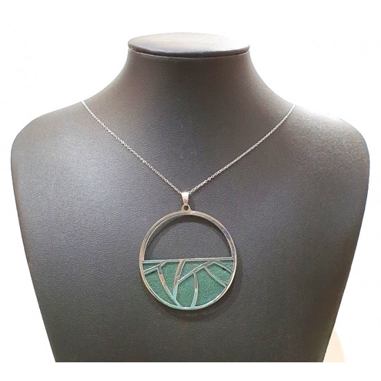 Long interchangeable necklace green / bronze