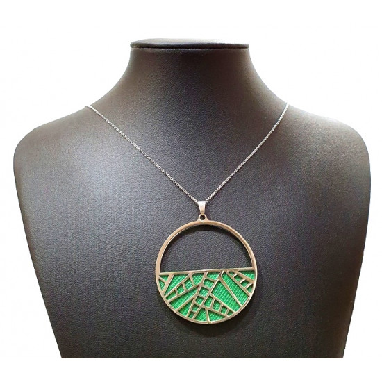 Long interchangeable necklace green / blue