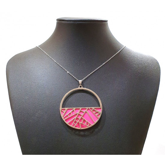 Long interchangeable necklace pink / gray