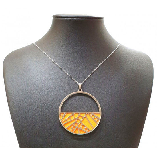 long interchangeable necklace orange / brown