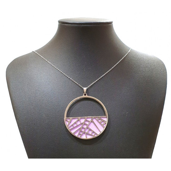 Long interchangeable necklace purple / pink