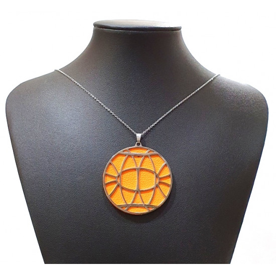 long interchangeable necklace orange / brown