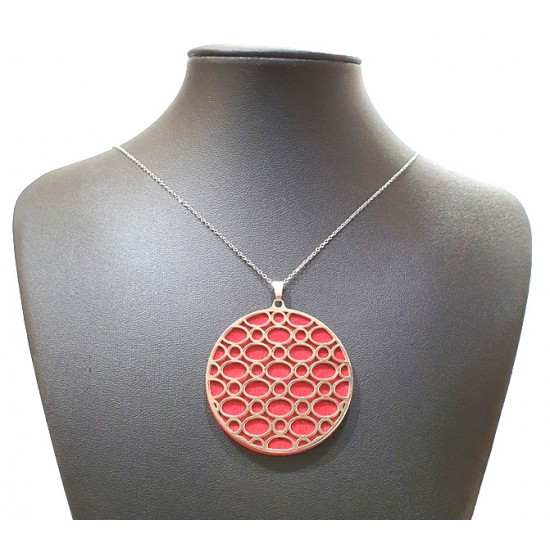 Long interchangeable necklace red / emerald-gray