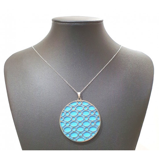 Long interchangeable necklace blue / brown