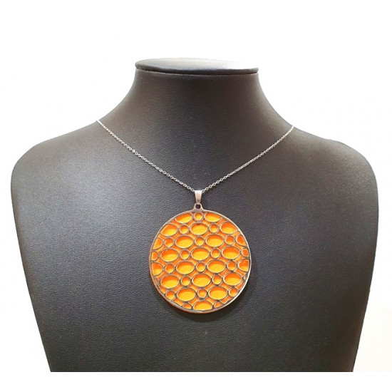 long interchangeable necklace orange / brown