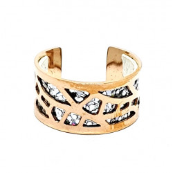 Bague cuivré cuir interchangeable pailleté/blanc