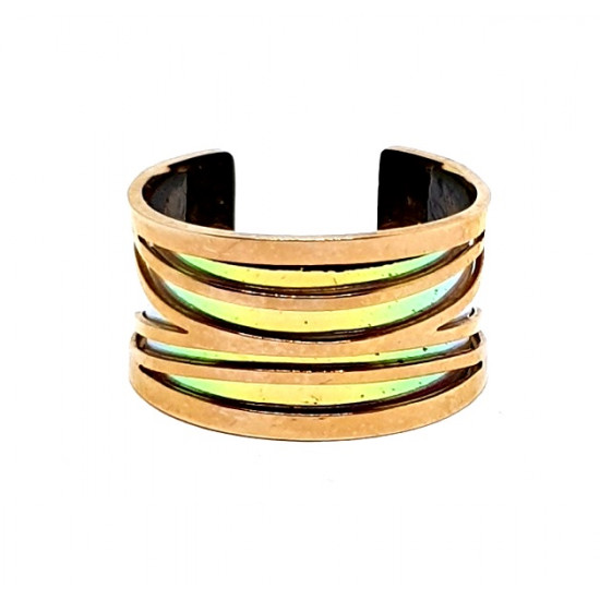Bague cuivré cuir interchangeable nacré/noir
