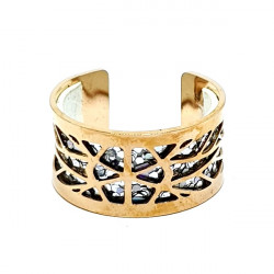 Bague cuivré cuir interchangeable pailleté/blanc
