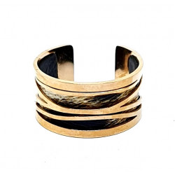 Bague cuivré cuir interchangeable leopard/noir