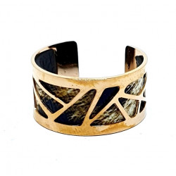 Bague cuivré cuir interchangeable leopard/noir