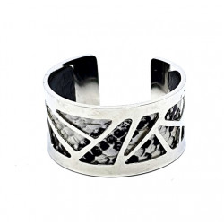 Bague argenté cuir interchangeable serpent/noir