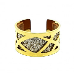 Bague doré cuir interchangeable pailleté/marron
