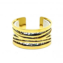 Bague doré cuir interchangeable pailleté/blanc