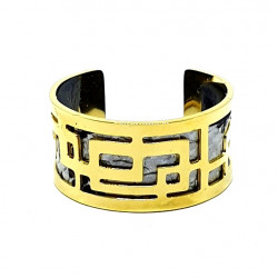 Bague doré cuir interchangeable motif serpent/noir