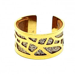Bague doré cuir interchangeable pailleté/marron