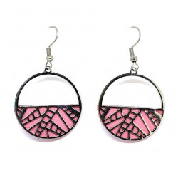 interchangeable leather earrings pink / purple