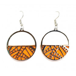 interchangeable leather earrings orange / brown