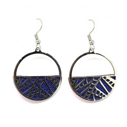 Interchangeable leather earrings blue / red