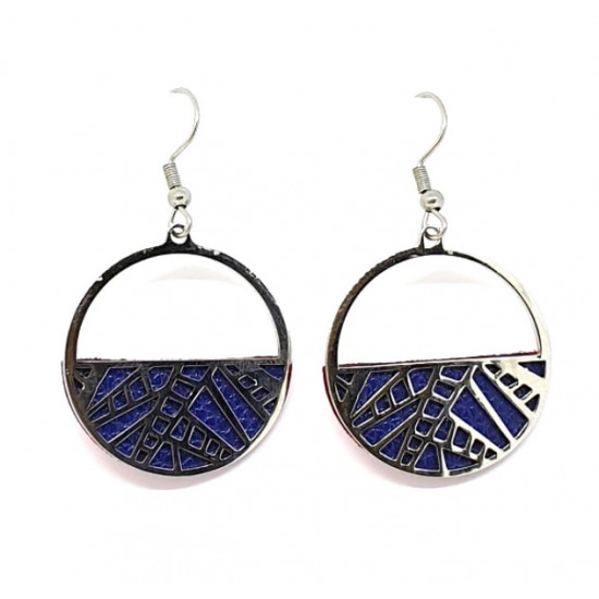 Interchangeable leather earrings blue / red