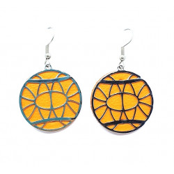interchangeable leather earrings orange / brown