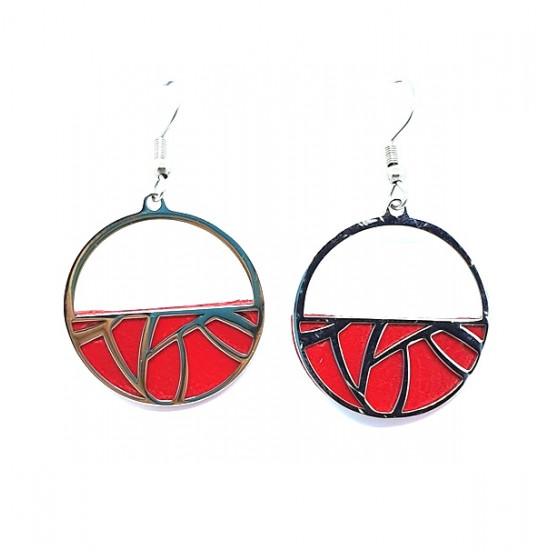 interchangeable leather earrings red / green