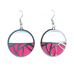 interchangeable leather earrings pink / gray