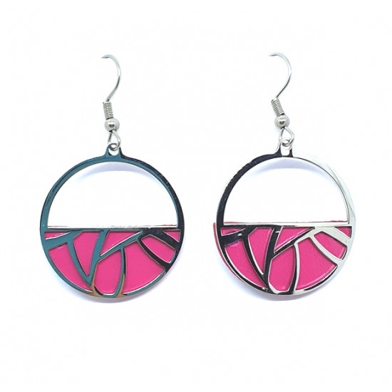 interchangeable leather earrings pink / gray