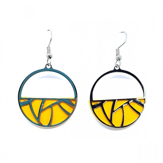 interchangeable leather earrings yellow / gray