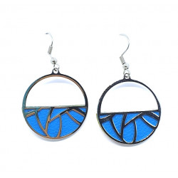 Interchangeable Leather Earrings Blue / brown