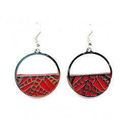 interchangeable leather earrings red / green