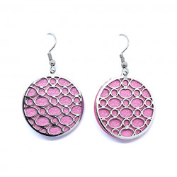 interchangeable leather earrings pink / purple