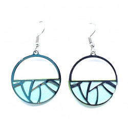 Interchangeable leather earrings blue / green