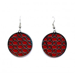interchangeable leather earrings red / green