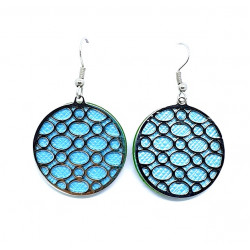 Interchangeable leather earrings blue / green