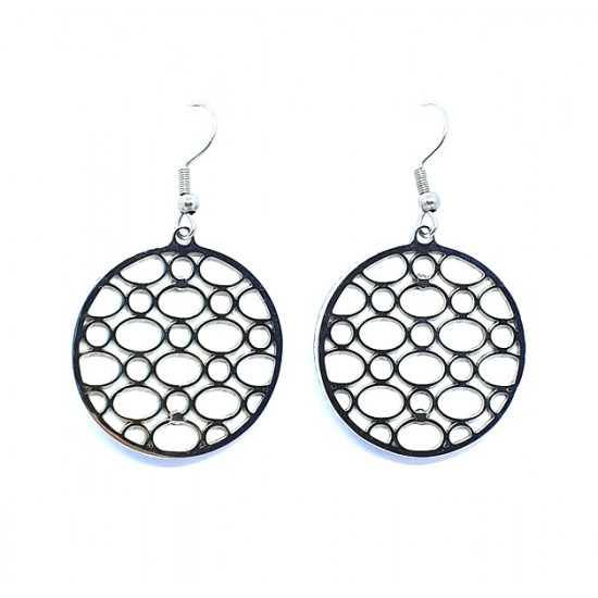 Boucles d'oreilles cuir blanc/bleu