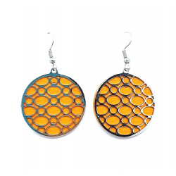 interchangeable leather earrings orange / brown
